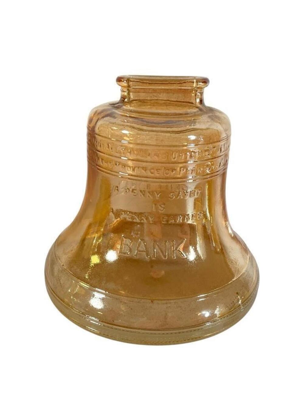 Set of 2 Carnival Glass Liberty Bell Bank 4 Inch Vintage